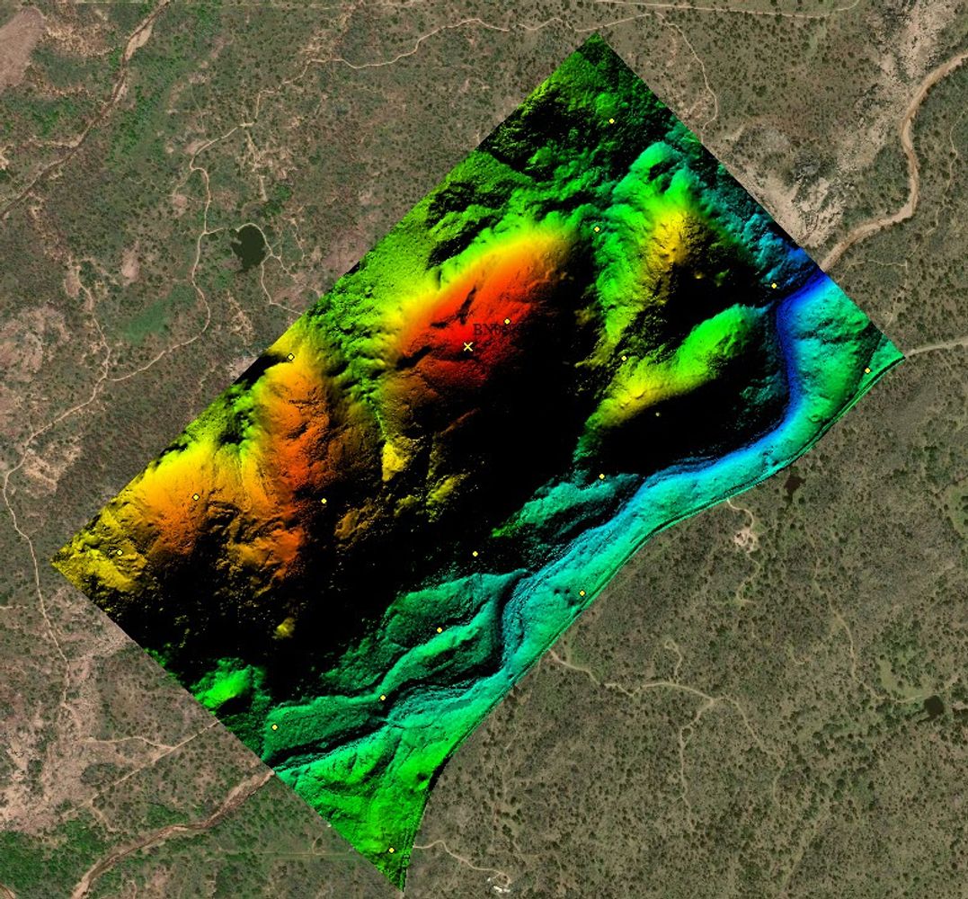 A satellite image of a mountain rangeDescription automatically generated